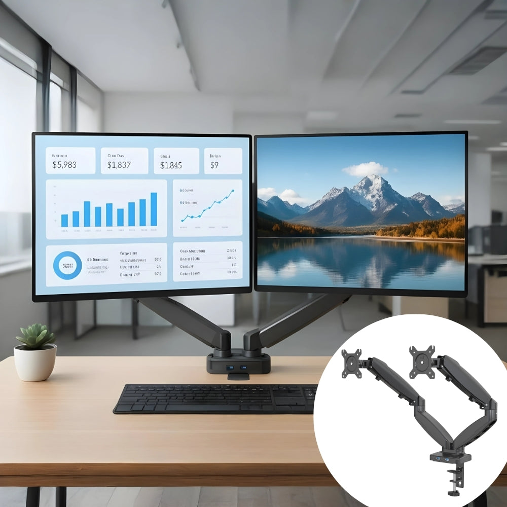 UNIQ MOUNTS Heavy Duty Premium | 13''-27'' Dual Monitor Arm