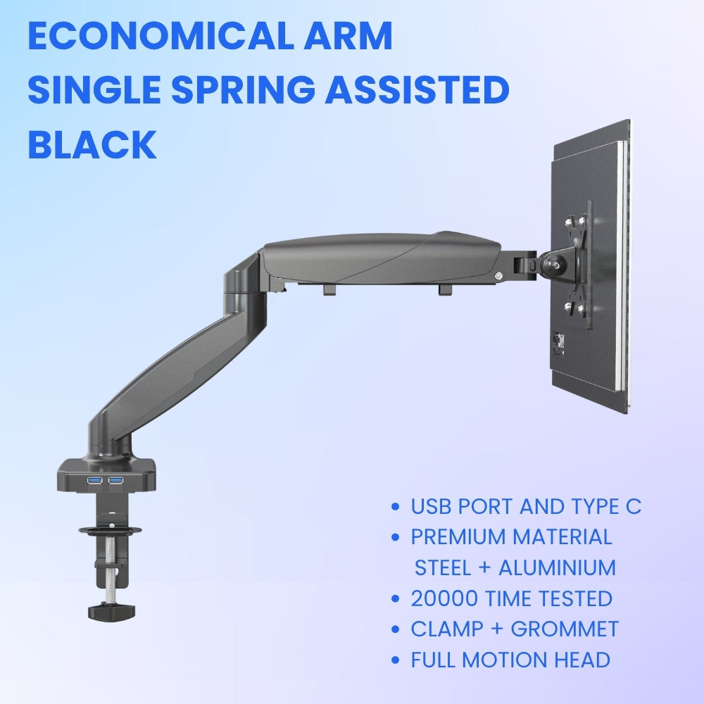 UNIQ MOUNTS™ Heavy Duty | 13''-32'' Gas Spring Assisted Single Arm Monitor Arm