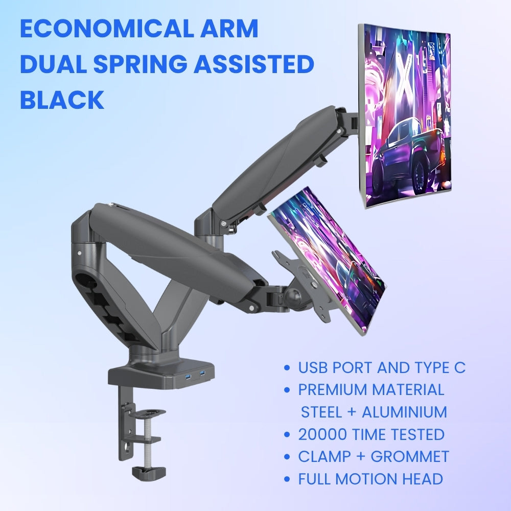 UNIQ MOUNTS Heavy Duty Premium | 13''-27'' Dual Monitor Arm