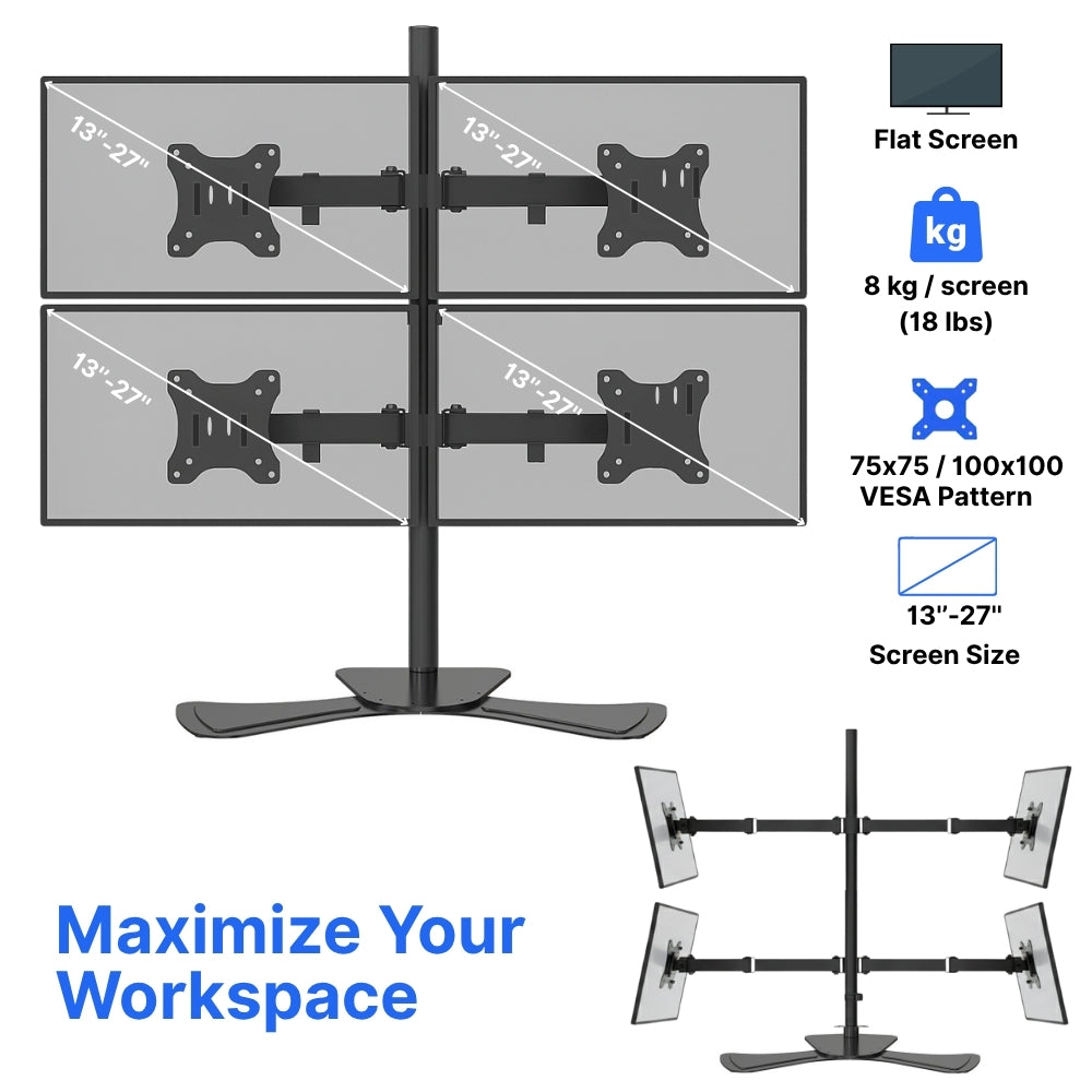 Quad Articulating Monitor Arm (2×2 Video Wall)
