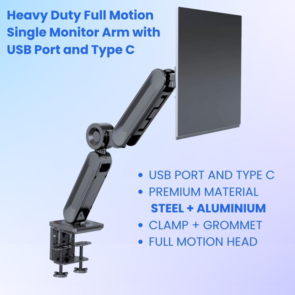UNIQ MOUNTS Heavy Duty Premium | 13-42 Inch Gas Spring Single Monitor Arm