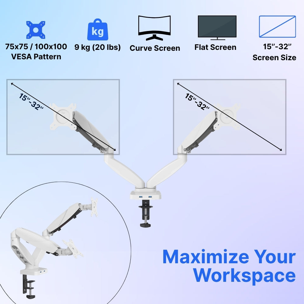 UNIQ MOUNTS Heavy Duty Premium | 13''-27'' Dual Monitor Arm