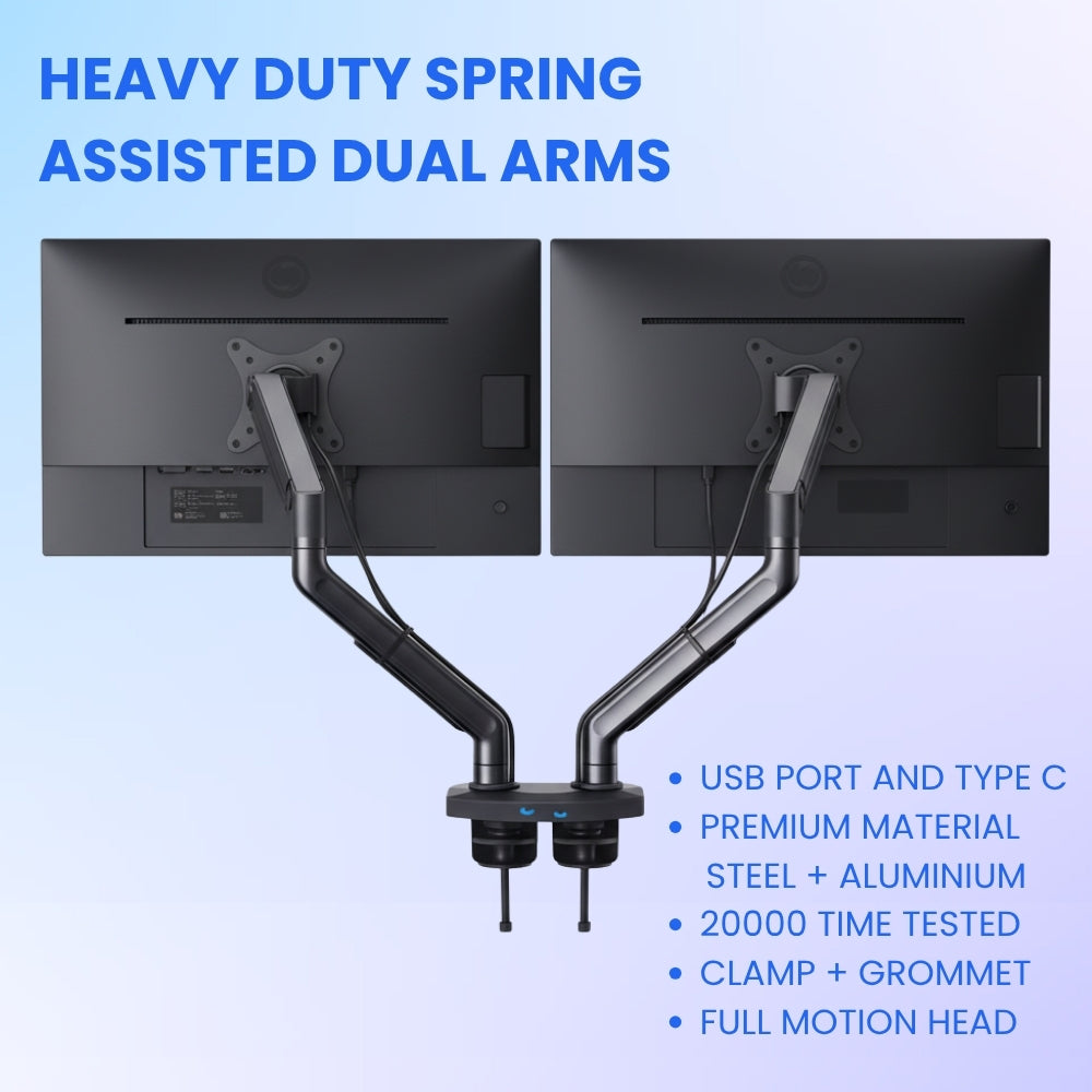UNIQ MOUNTS Heavy Duty | 15-32 Inch Screen Dual Monitor Arm Stand