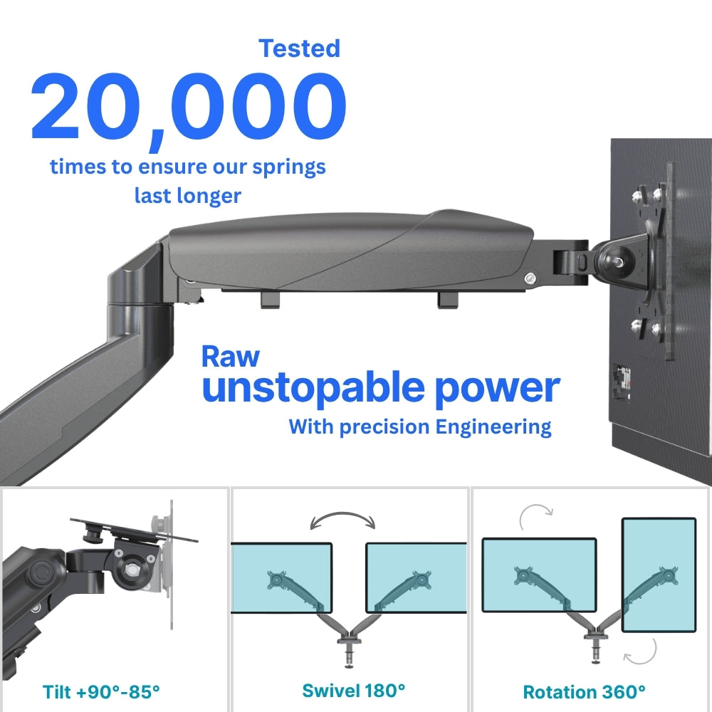 UNIQ MOUNTS Heavy Duty Premium | 13''-27'' Dual Monitor Arm