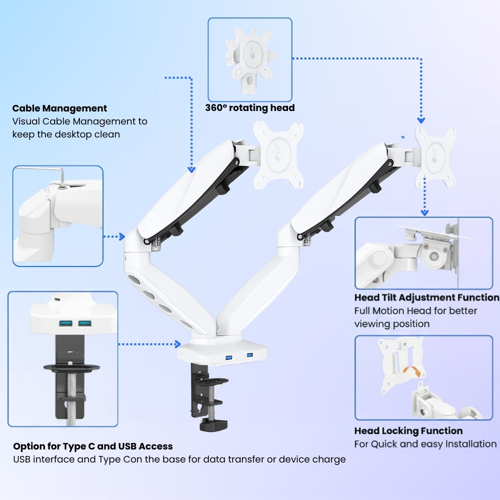 UNIQ MOUNTS Heavy Duty Premium | 13''-27'' Dual Monitor Arm