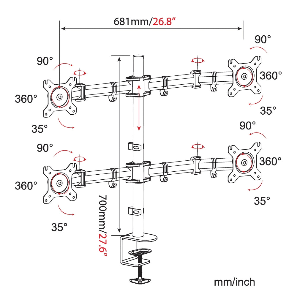 UNIQ Mounts Quad Articulating Monitor Arm