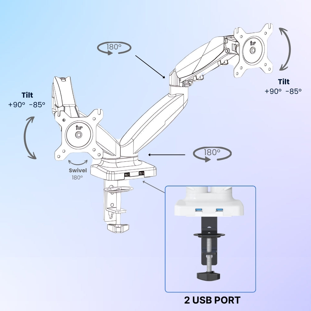 UNIQ MOUNTS Heavy Duty Premium | 13''-27'' Dual Monitor Arm