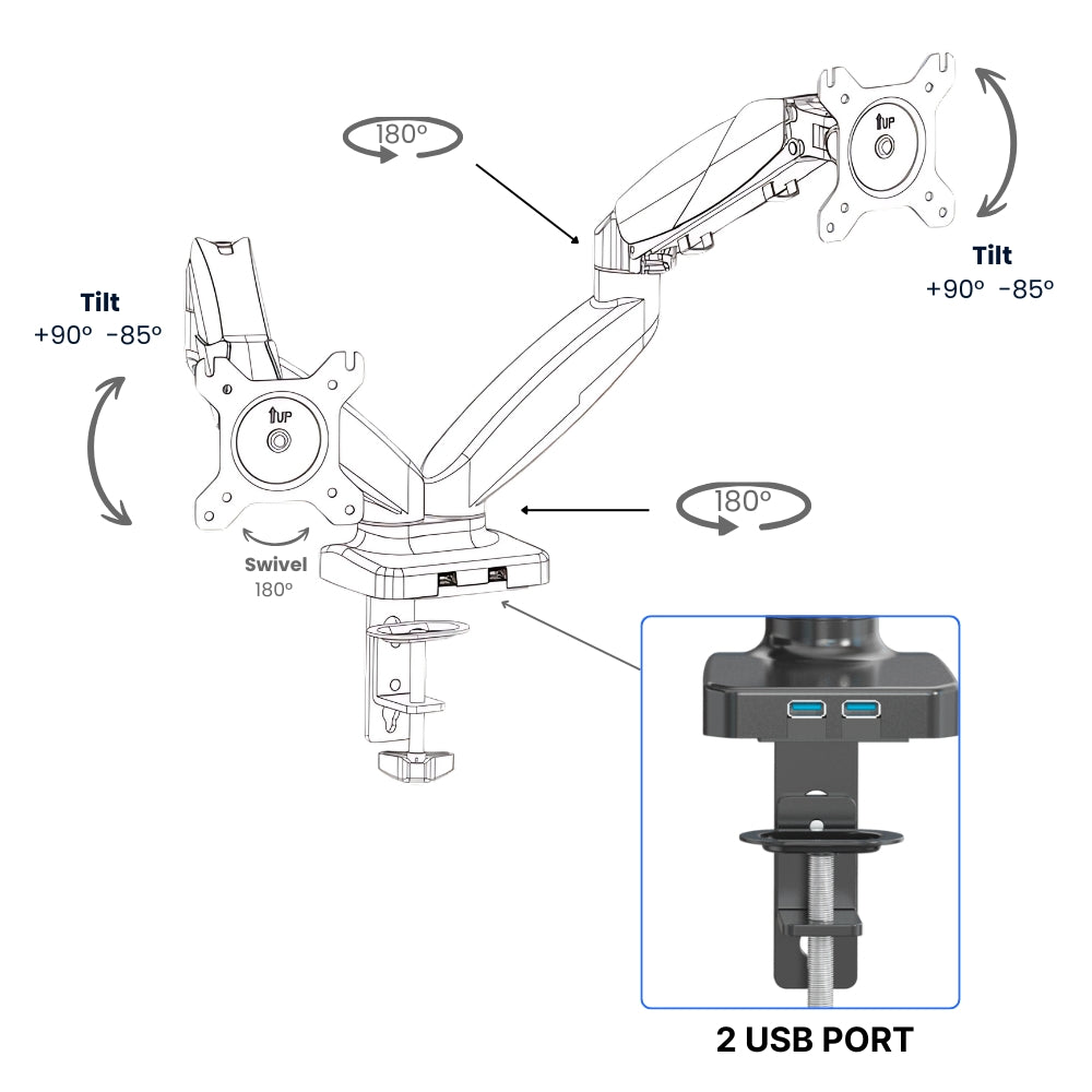 UNIQ MOUNTS Heavy Duty Premium | 13''-27'' Dual Monitor Arm