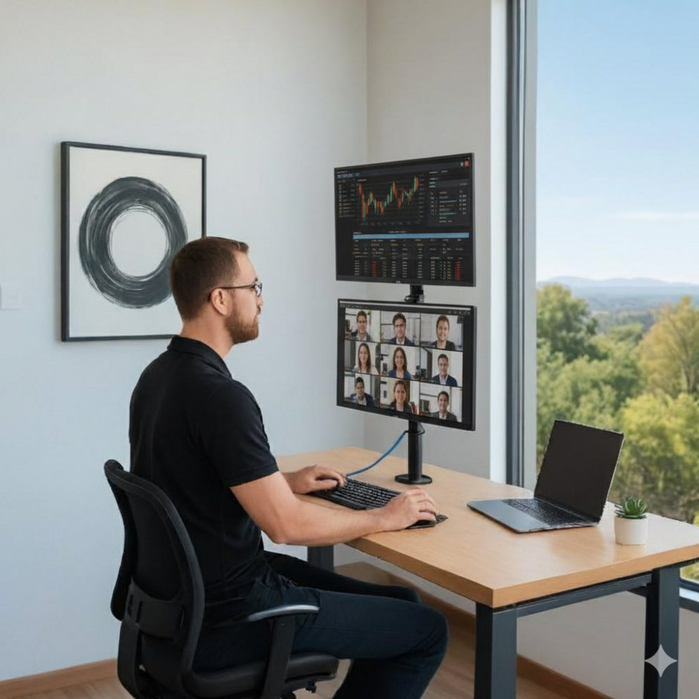 Dual Vertical Monitor Arm (Stacked Setup)
