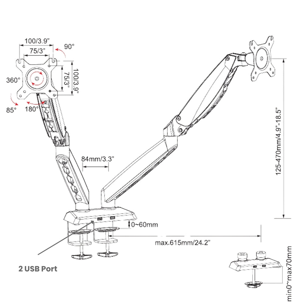 UNIQ MOUNTS Heavy Duty | 15-32 Inch Screen Dual Monitor Arm Stand