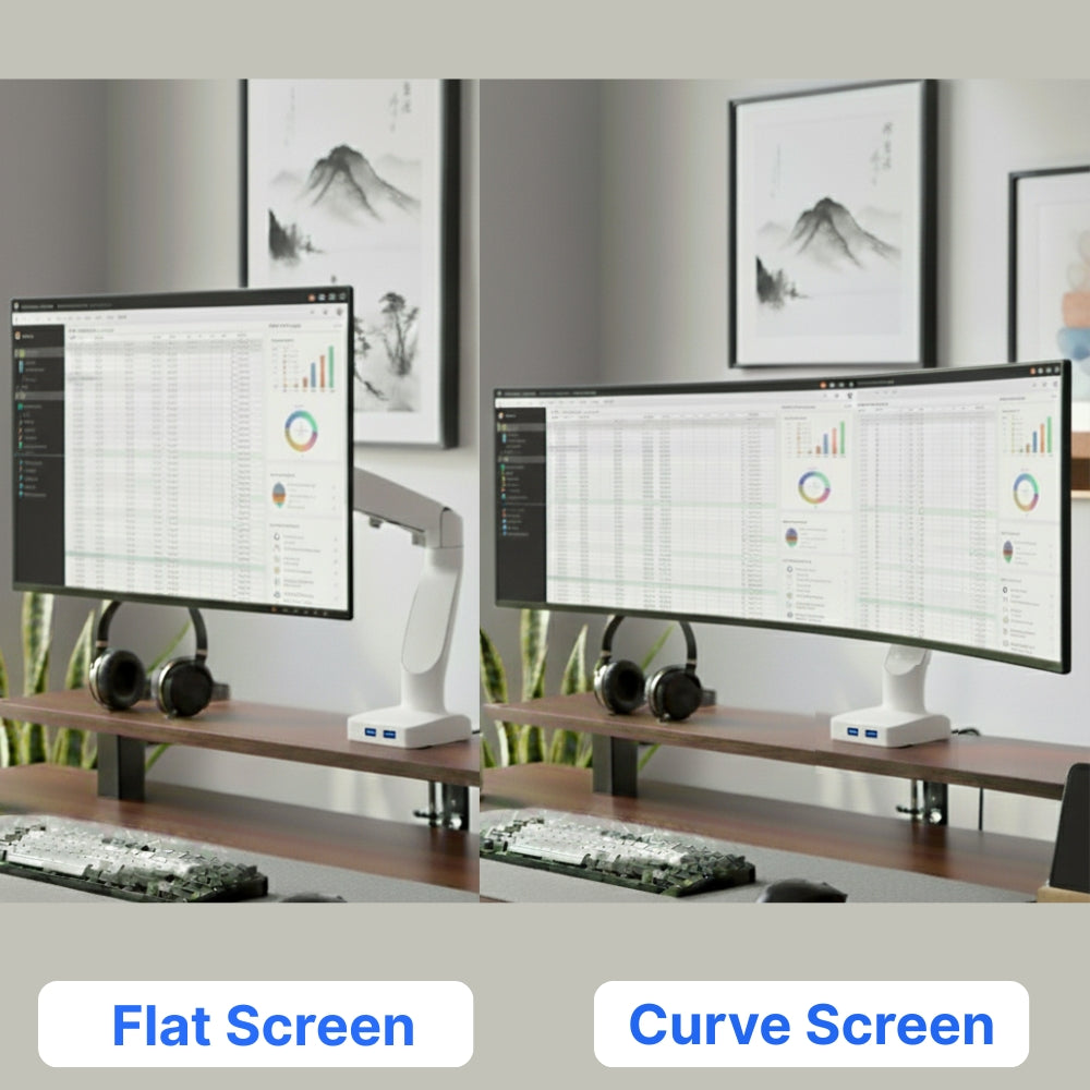 UNIQ MOUNTS Economical Arm Single Spring Assisted White With 2 USB Port